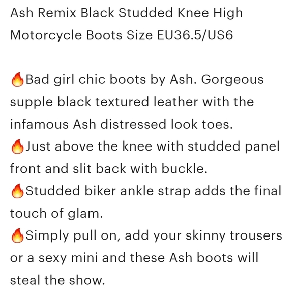 ASH Remix Genuine Leather Knee-High Boots with Metal Studs💀 - Picture 11 of 15